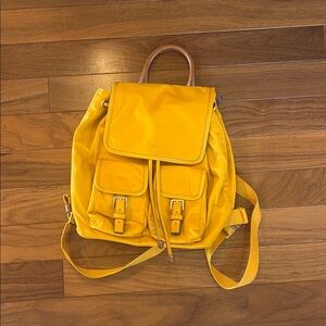 Tory Burch Nylon Backpack yellow with blue interior